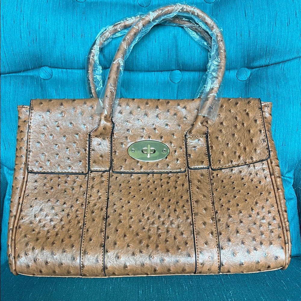 Sienna Brown vegan ostrich Large handbag